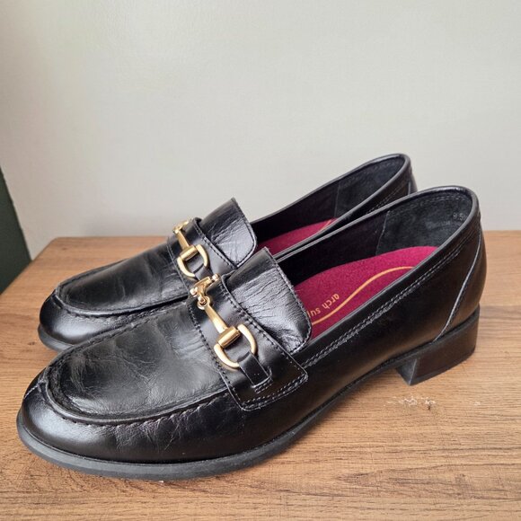 EUC MUNRO BLACK GENUINE LEATHER ARCH SUPPORT LOAFERS SIZE 9.5 WOMENS - Picture 5 of 16